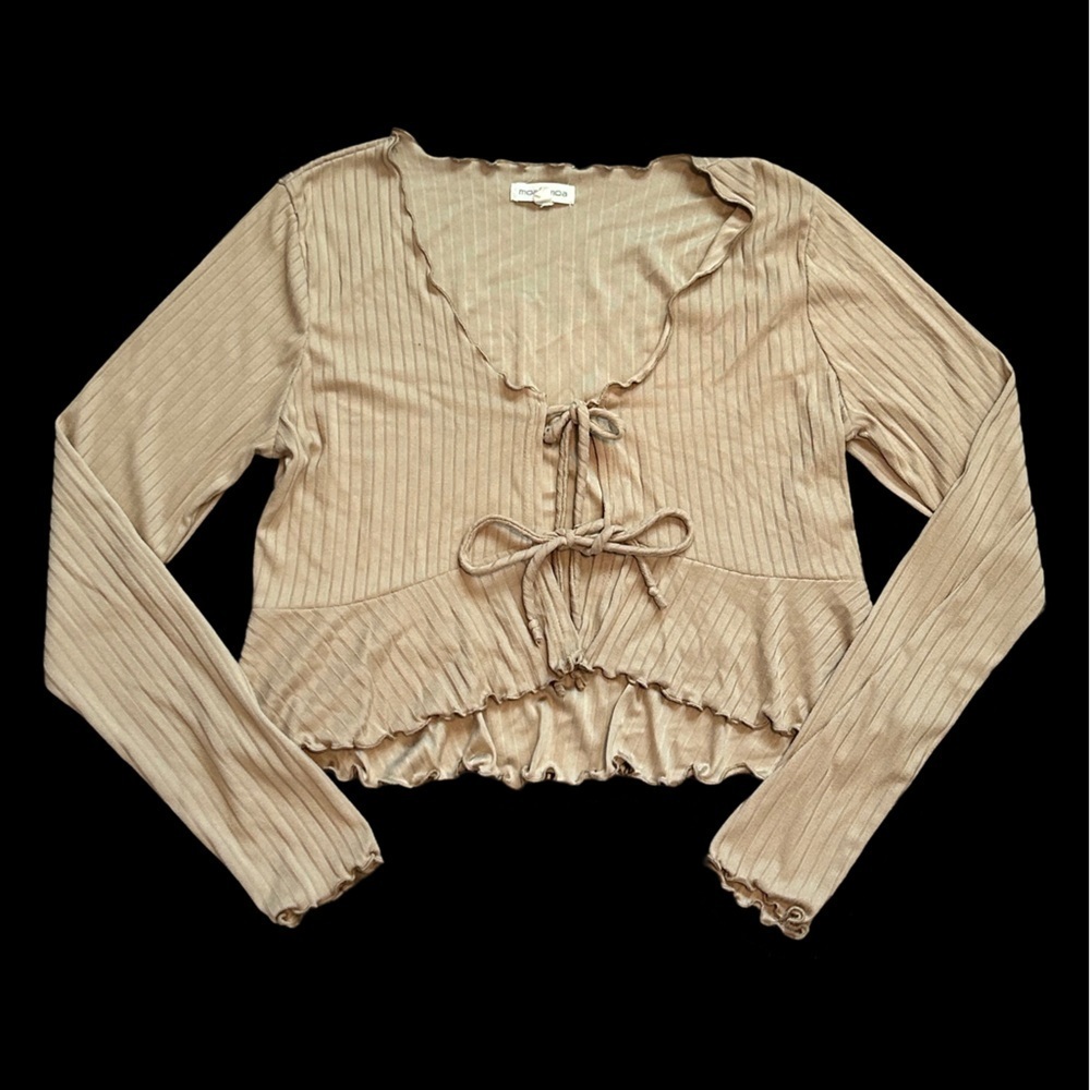 MOA MOA CROPPED TIE FRONT CARDIGAN